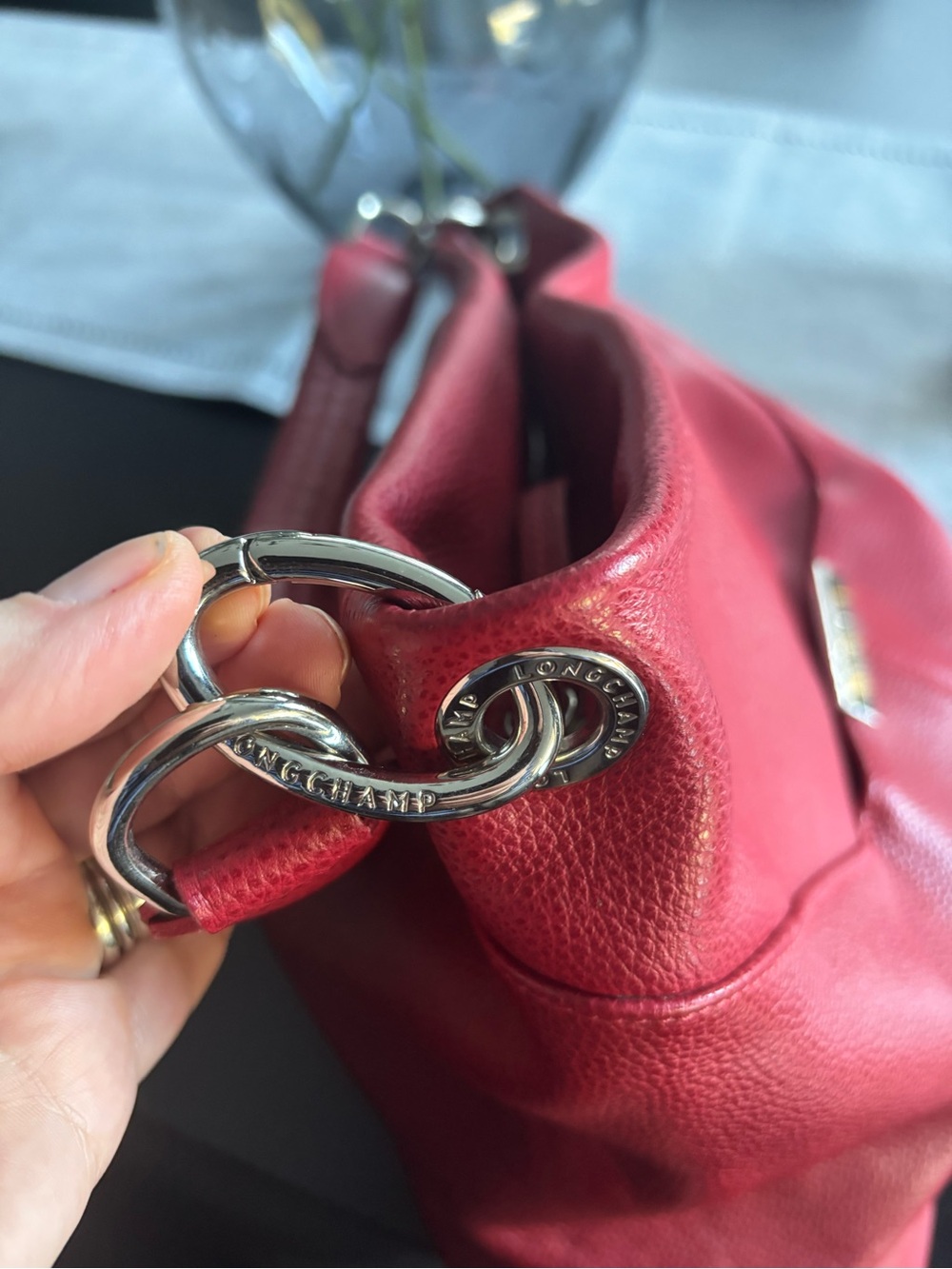 Longchamp Foulonne Hobo Leather Shoulder Bag - Picture 12 of 16